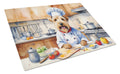 Wheaten Terrier The Chef Cutting Board Tempered Glass Kitchen Cutting Surface, Heat Resistant Chopping, Non-Slip Feet, Food Prep & Serving