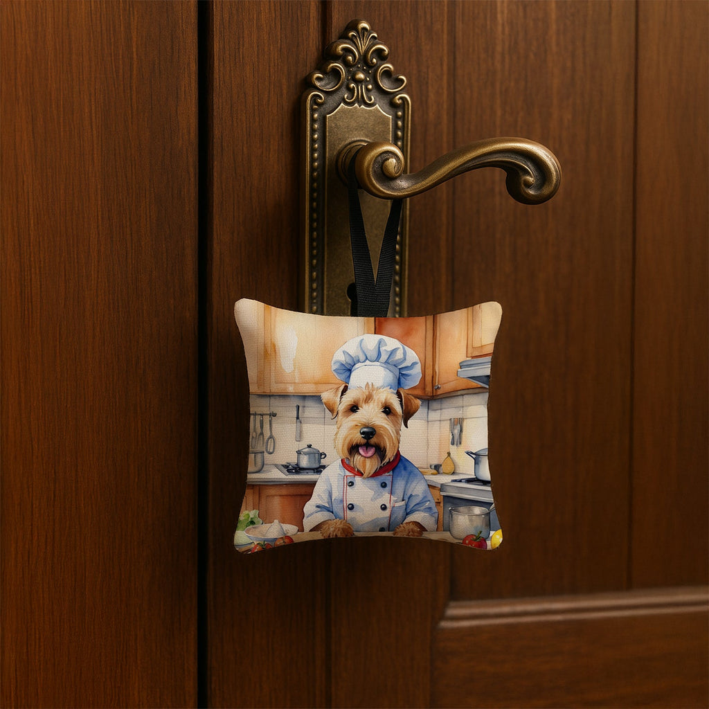 Wheaten Terrier The Chef Hanging Square Fabric Ornament 3.5 × 3.5 Decorative Door-Knob & Tree Hanger, Soft Fabric