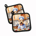 Wheaten Terrier The Chef Pot Holder Set of 2 Heat Resistant Quilted Hot Pads 7.5 x 7.5 Inch, Insulated Kitchen Trivets for Cooking & Baking