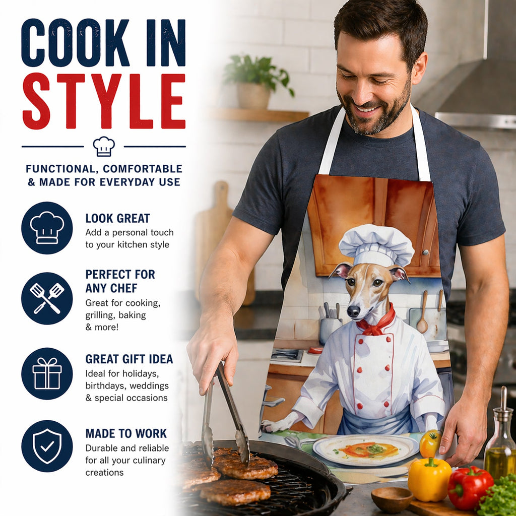 Whippet The Chef Apron Cooking Kitchen Server Baking Crafts Gardening for Adult Women Men, Unisex, Large, Multicolor