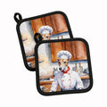 Whippet The Chef Pot Holder Set of 2 Heat Resistant Quilted Hot Pads 7.5 x 7.5 Inch, Insulated Kitchen Trivets for Cooking & Baking