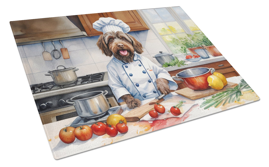 Wirehaired Pointing Griffon The Chef Cutting Board Tempered Glass Kitchen Cutting Surface, Heat Resistant Chopping, Non-Slip Feet, Food Prep & Serving