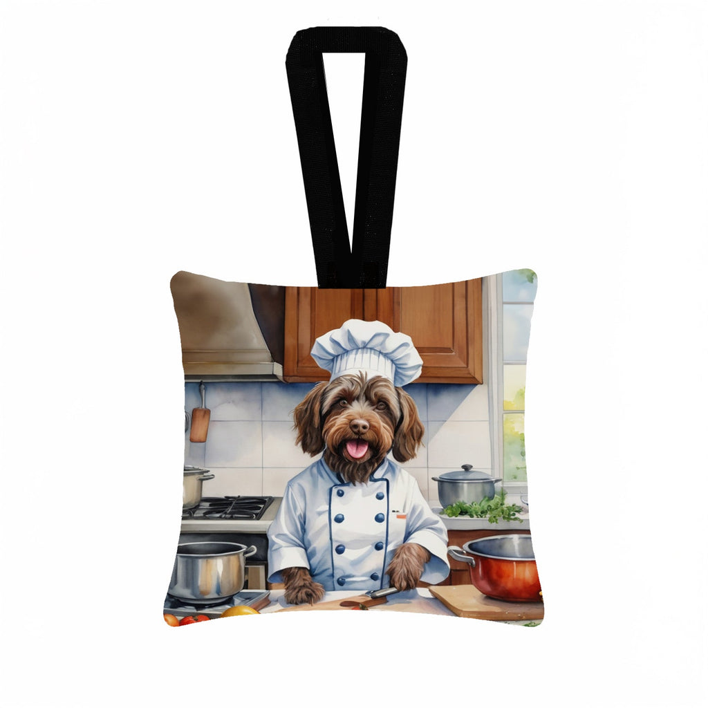 Wirehaired Pointing Griffon The Chef Hanging Square Fabric Ornament 3.5 × 3.5 Decorative Door-Knob & Tree Hanger, Soft Fabric