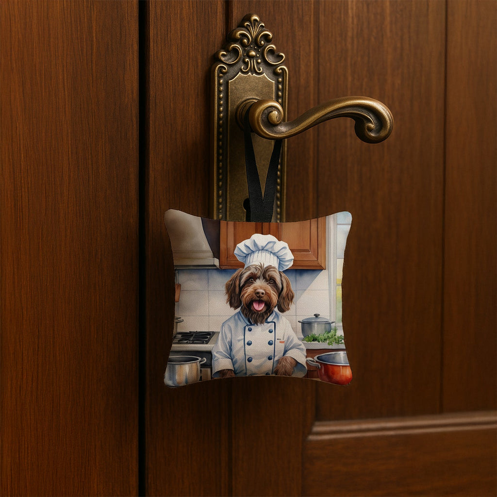 Wirehaired Pointing Griffon The Chef Hanging Square Fabric Ornament 3.5 × 3.5 Decorative Door-Knob & Tree Hanger, Soft Fabric