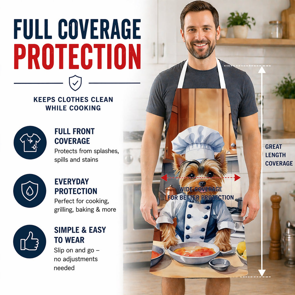 Yorkie Yorkshire Terrier The Chef Apron Cooking Kitchen Server Baking Crafts Gardening for Adult Women Men, Unisex, Large, Multicolor