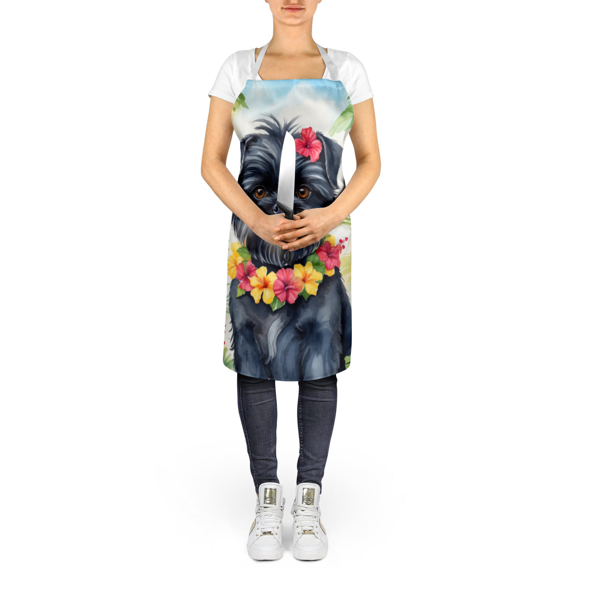 Affenpinscher Luau Apron Cooking Kitchen Server Baking Crafts Gardening for Adult Women Men, Unisex, Large, Multicolor