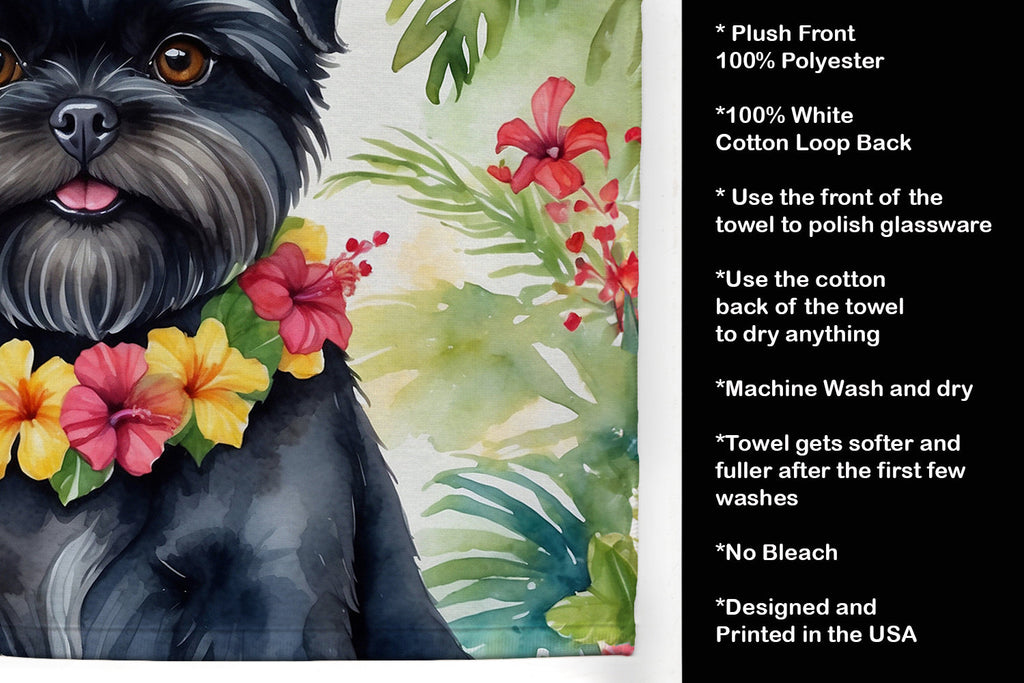 Affenpinscher Luau Kitchen Towel Velour Plush Front and Cotton Loop Back Machine Washable