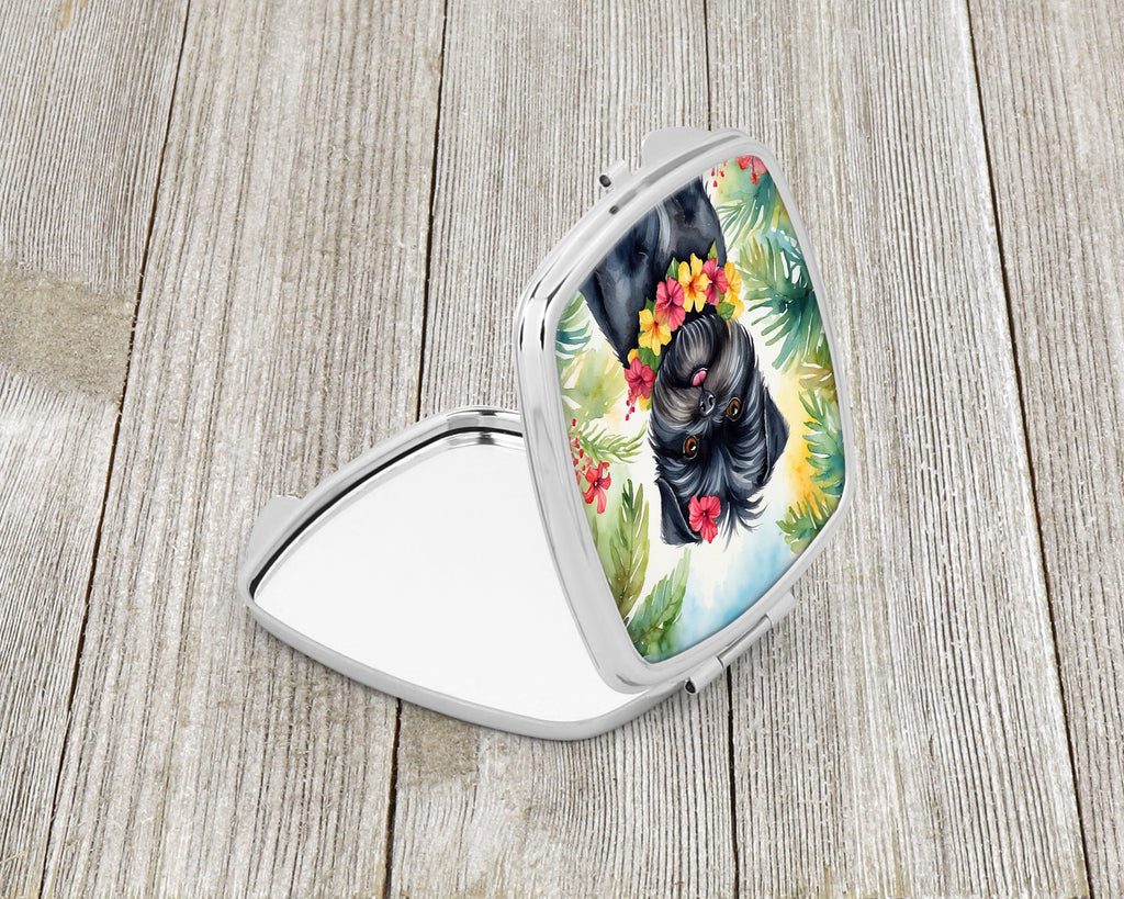 Affenpinscher Luau Compact Mirror Decorative Travel Makeup Mirror for Women Girls Gifts Pocket Makeup Mirror Folding Handheld