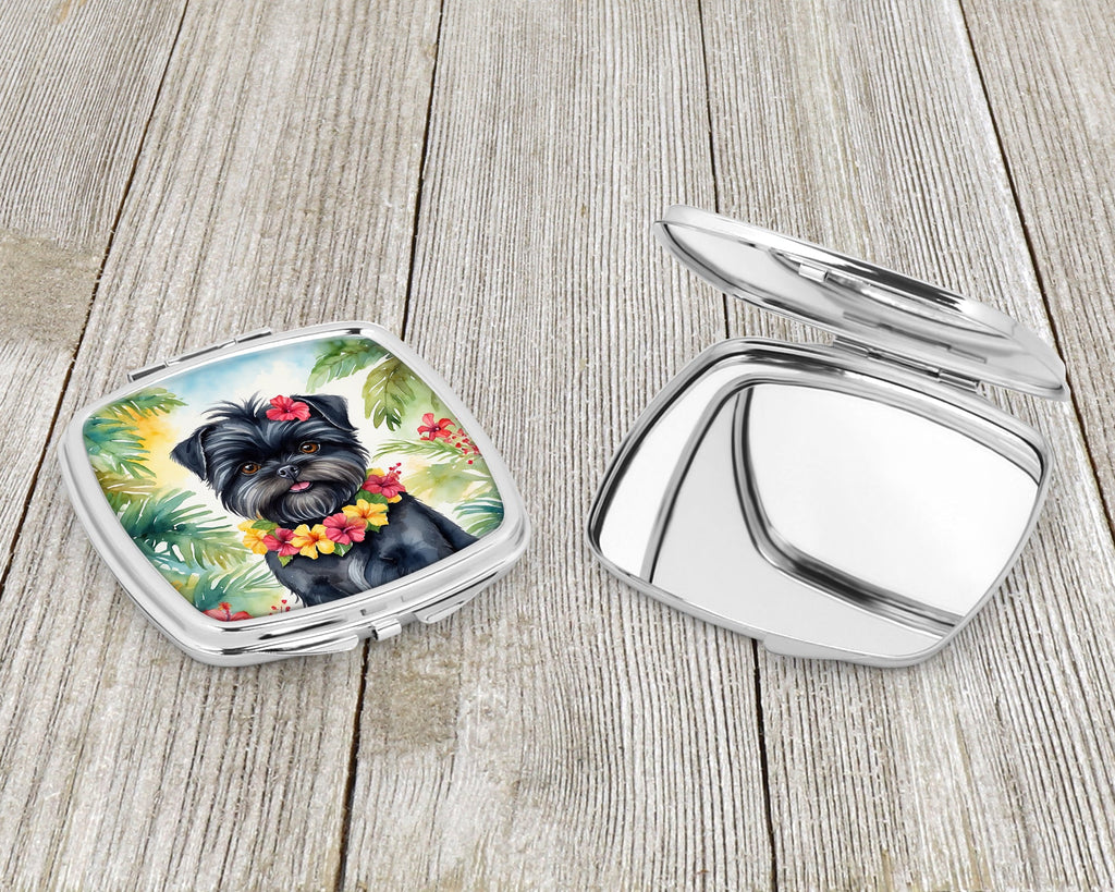 Affenpinscher Luau Compact Mirror Decorative Travel Makeup Mirror for Women Girls Gifts Pocket Makeup Mirror Folding Handheld