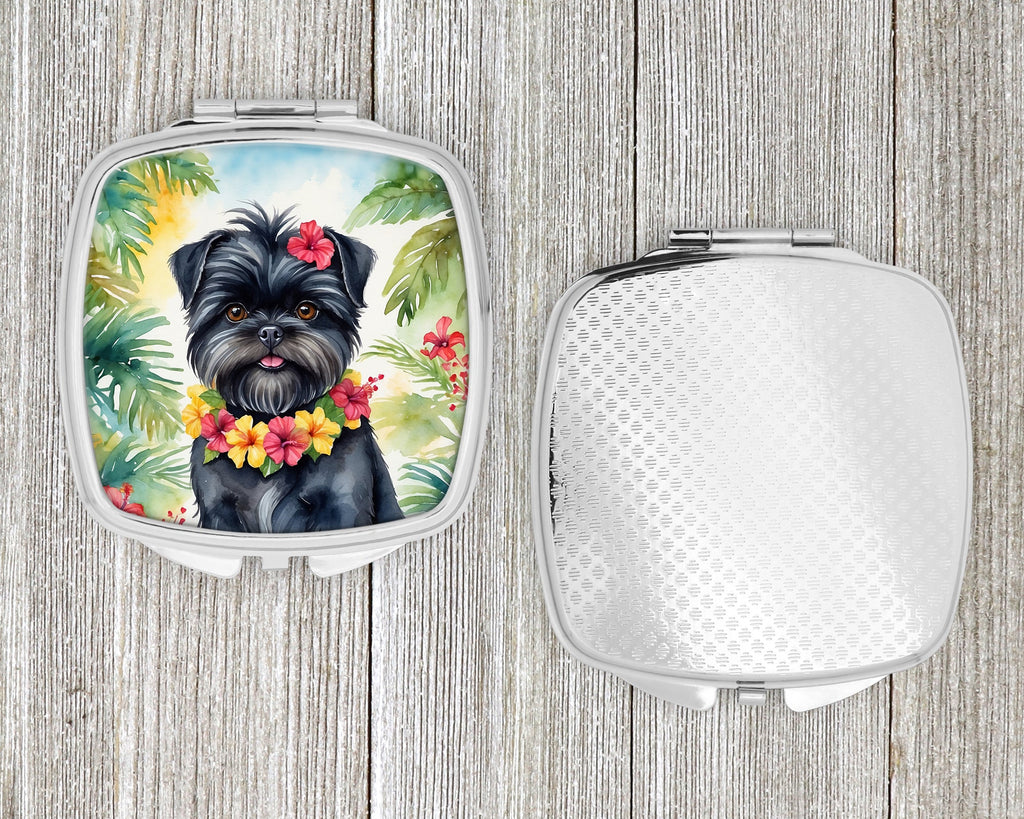 Affenpinscher Luau Compact Mirror Decorative Travel Makeup Mirror for Women Girls Gifts Pocket Makeup Mirror Folding Handheld