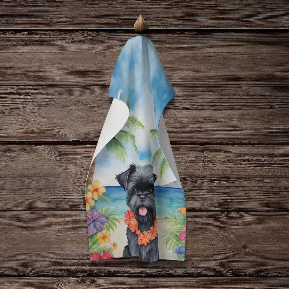 Affenpinscher Luau Kitchen Towel Velour Plush Front and Cotton Loop Back Machine Washable