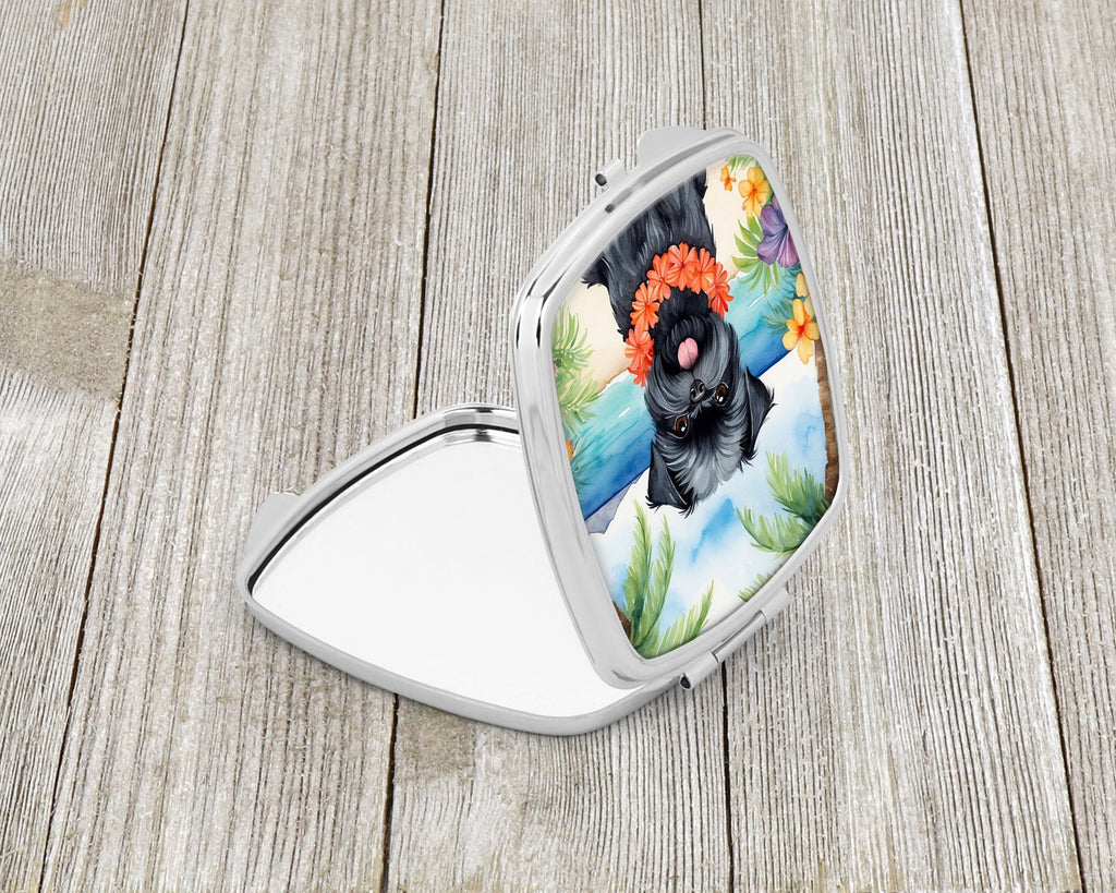 Affenpinscher Luau Compact Mirror Decorative Travel Makeup Mirror for Women Girls Gifts Pocket Makeup Mirror Folding Handheld