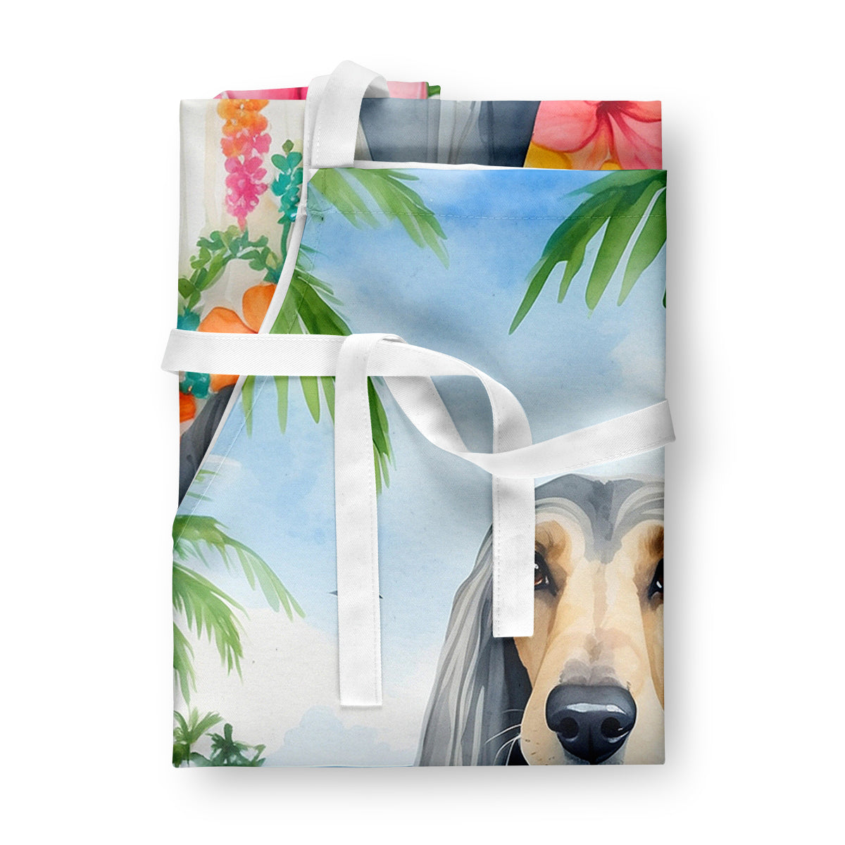 Afghan Hound Luau Apron Cooking Kitchen Server Baking Crafts Gardening for Adult Women Men, Unisex, Large, Multicolor