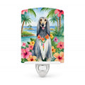 Afghan Hound Luau Ceramic Night Light Compact, UL-Certified, Ideal for Bedroom, Bathroom, Nursery, Hallway, Kitchen, 6x4x3, Multicolor