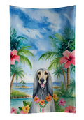 Afghan Hound Luau Kitchen Towel Velour Plush Front and Cotton Loop Back Machine Washable