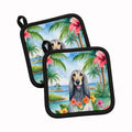 Afghan Hound Luau Pot Holder Set of 2 Heat Resistant Quilted Hot Pads 7.5 x 7.5 Inch, Insulated Kitchen Trivets for Cooking & Baking