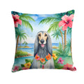 Afghan Hound Luau Decorative Throw Pillow 14x14 Indoor Outdoor Accent Cushion, Fabric Cover with Insert for Sofa, Bed, Porch & Living Room