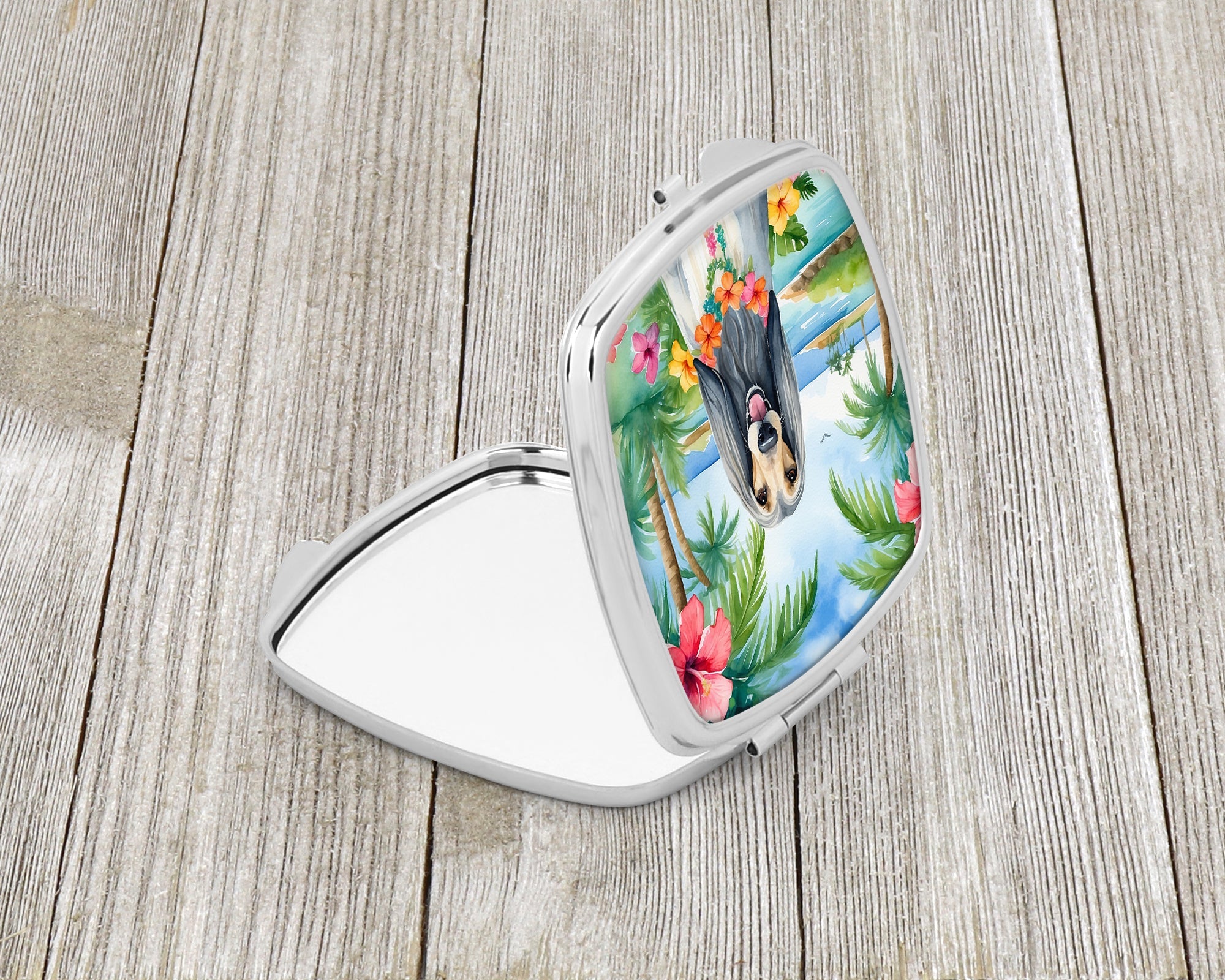 Afghan Hound Luau Compact Mirror Decorative Travel Makeup Mirror for Women Girls Gifts Pocket Makeup Mirror Folding Handheld