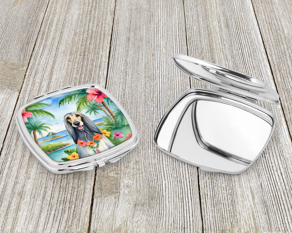 Afghan Hound Luau Compact Mirror Decorative Travel Makeup Mirror for Women Girls Gifts Pocket Makeup Mirror Folding Handheld