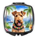 Airedale Terrier Luau Compact Mirror Decorative Travel Makeup Mirror for Women Girls Gifts Pocket Makeup Mirror Folding Handheld