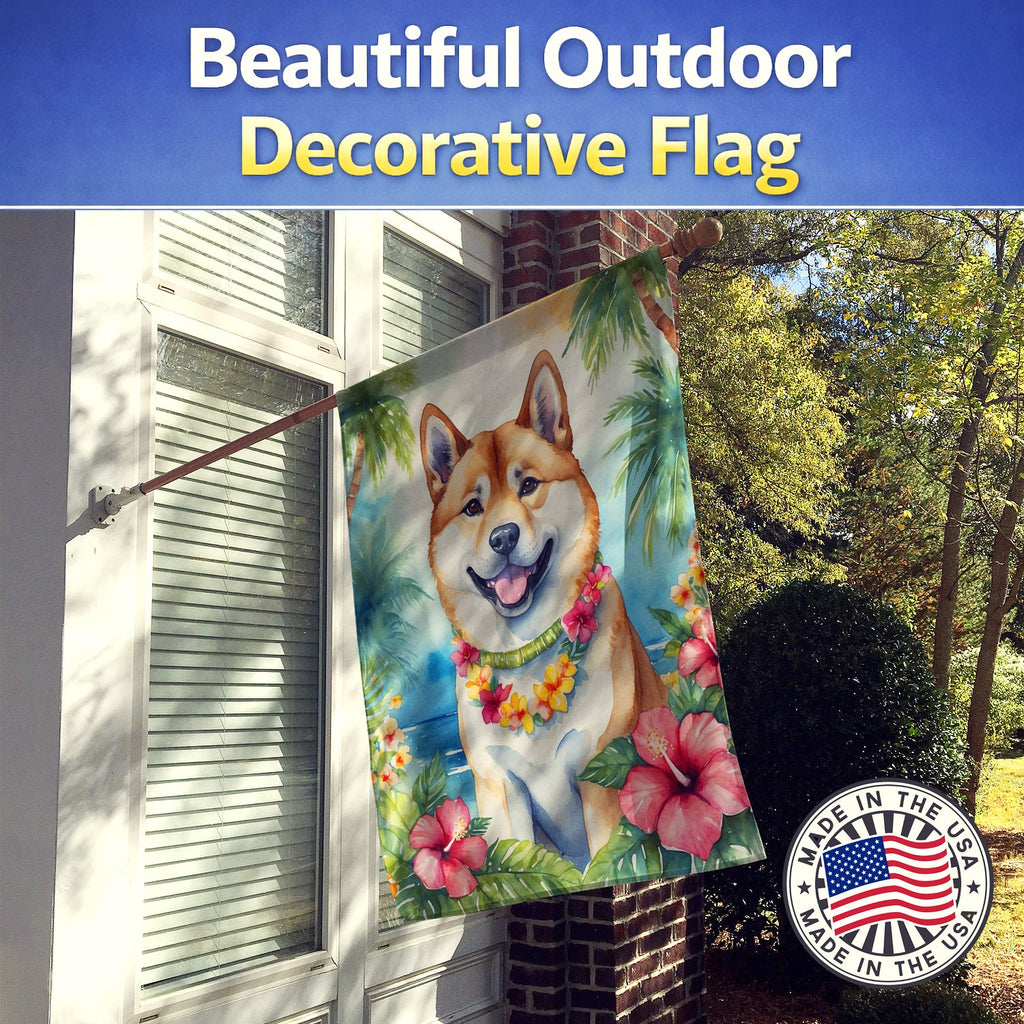 Akita Luau House Flag 28x40 Porch Sleeve Pole Decorative Outside Yard Banner Artwork Wall Hanging, Polyester