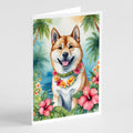 Akita Luau Greeting Cards Pack of 8 Blank Cards with Envelopes Whimsical A7 Size 5x7