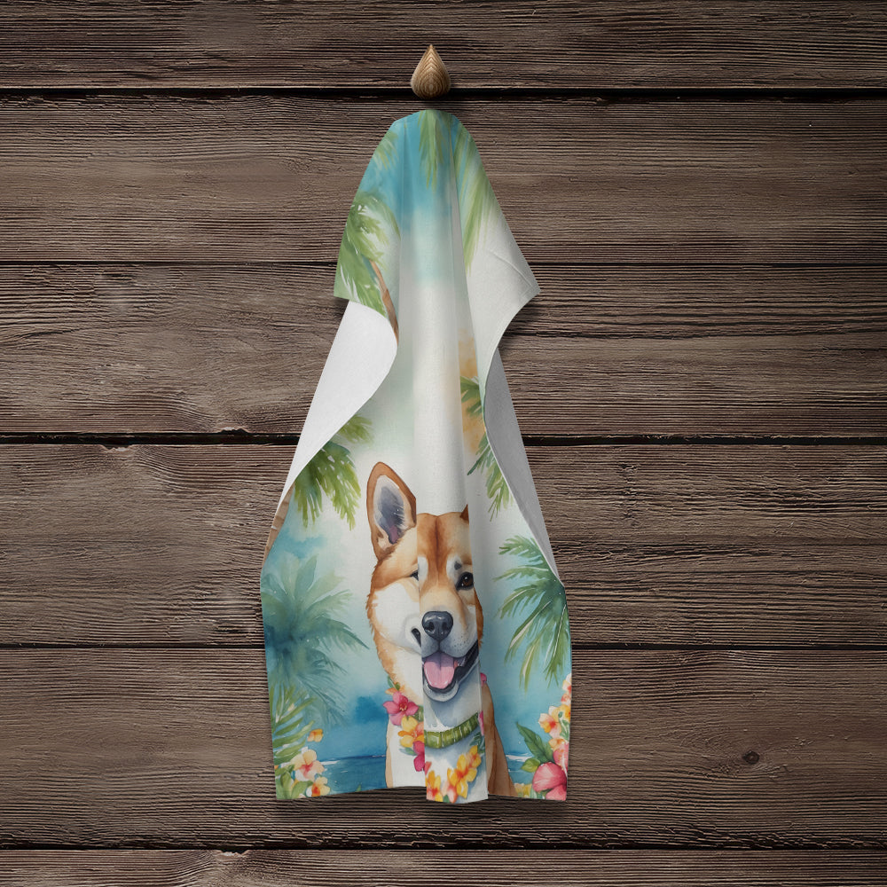 Akita Luau Kitchen Towel Velour Plush Front and Cotton Loop Back Machine Washable