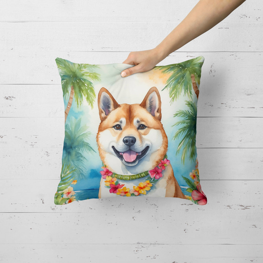 Akita Luau Decorative Throw Pillow 18x18 Indoor Outdoor Accent Cushion, Fabric Cover with Insert for Sofa, Bed, Porch & Living Room
