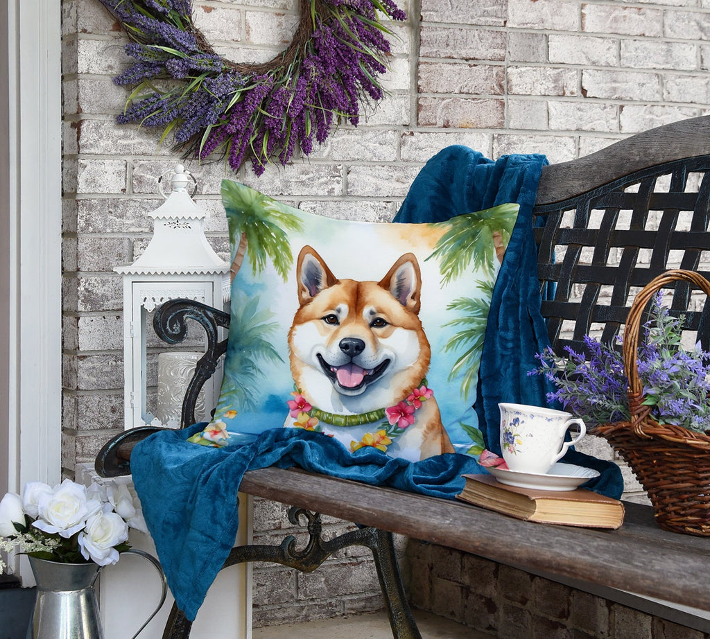 Akita Luau Decorative Throw Pillow 18x18 Indoor Outdoor Accent Cushion, Fabric Cover with Insert for Sofa, Bed, Porch & Living Room
