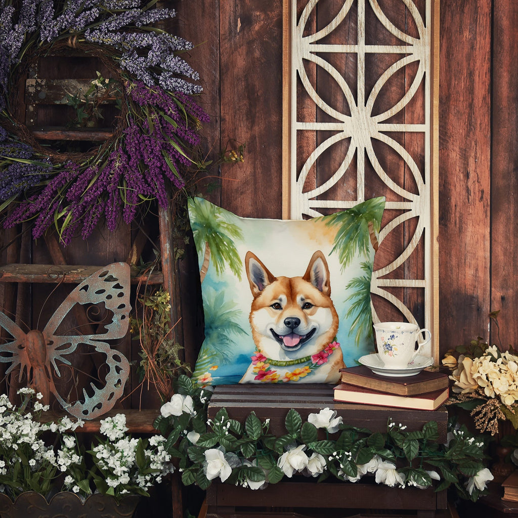 Akita Luau Decorative Throw Pillow 18x18 Indoor Outdoor Accent Cushion, Fabric Cover with Insert for Sofa, Bed, Porch & Living Room