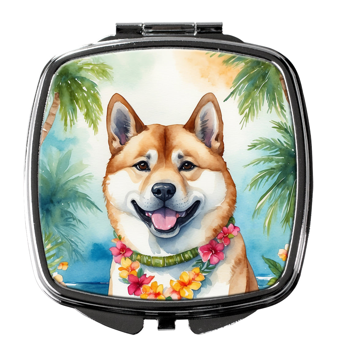 Akita Luau Compact Mirror Decorative Travel Makeup Mirror for Women Girls Gifts Pocket Makeup Mirror Folding Handheld