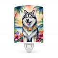 Alaskan Malamute Luau Ceramic Night Light Compact, UL-Certified, Ideal for Bedroom, Bathroom, Nursery, Hallway, Kitchen, 6x4x3, Multicolor