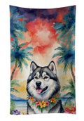 Alaskan Malamute Luau Kitchen Towel Velour Plush Front and Cotton Loop Back Machine Washable