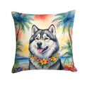Alaskan Malamute Luau Decorative Throw Pillow 14x14 Indoor Outdoor Accent Cushion, Fabric Cover with Insert for Sofa, Bed, Porch & Living Room