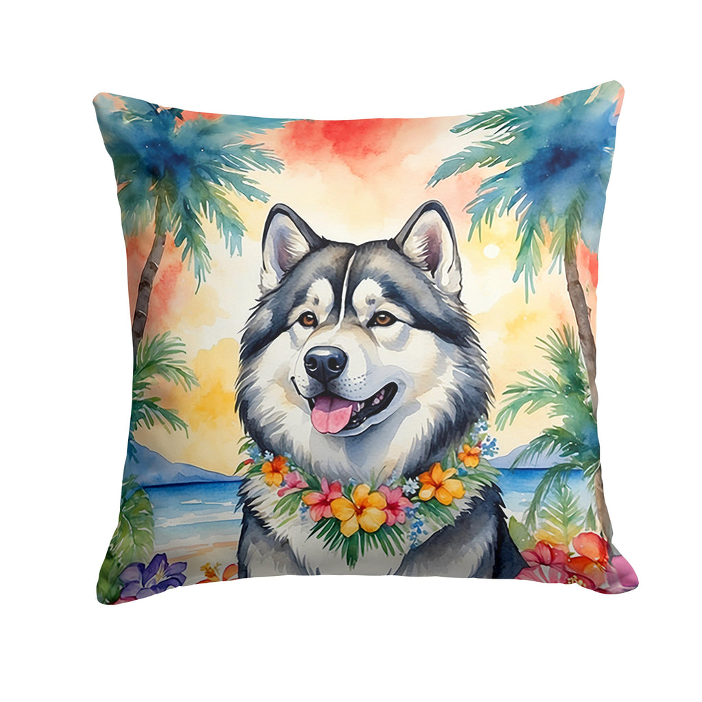 Alaskan Malamute Luau Decorative Throw Pillow 18x18 Indoor Outdoor Accent Cushion, Fabric Cover with Insert for Sofa, Bed, Porch & Living Room
