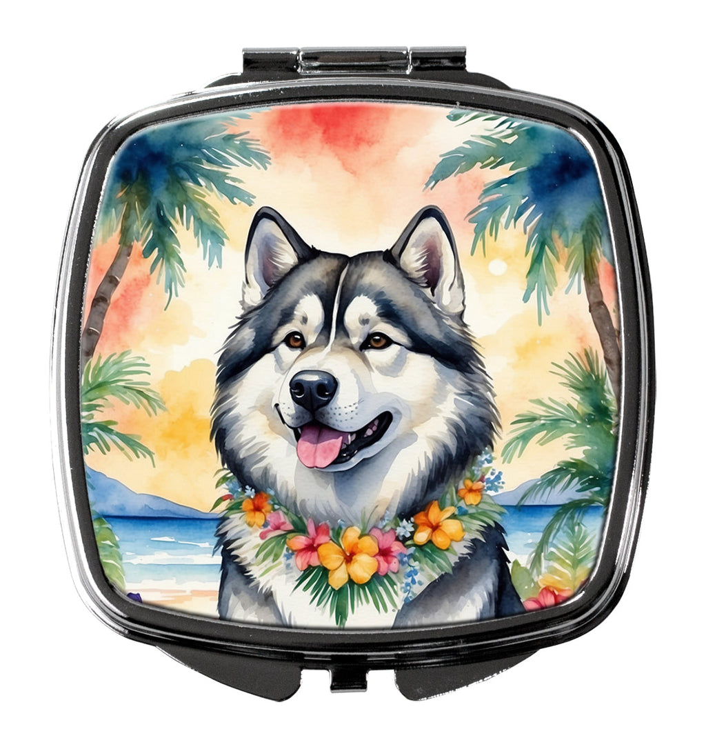 Alaskan Malamute Luau Compact Mirror Decorative Travel Makeup Mirror for Women Girls Gifts Pocket Makeup Mirror Folding Handheld