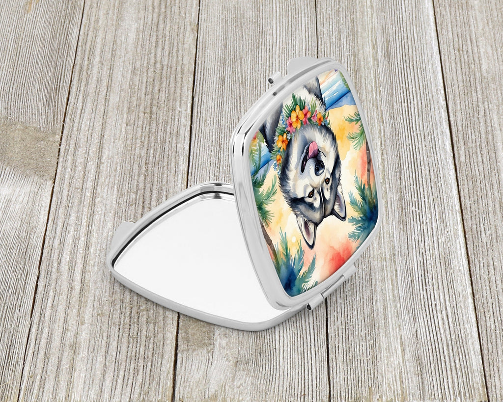 Alaskan Malamute Luau Compact Mirror Decorative Travel Makeup Mirror for Women Girls Gifts Pocket Makeup Mirror Folding Handheld