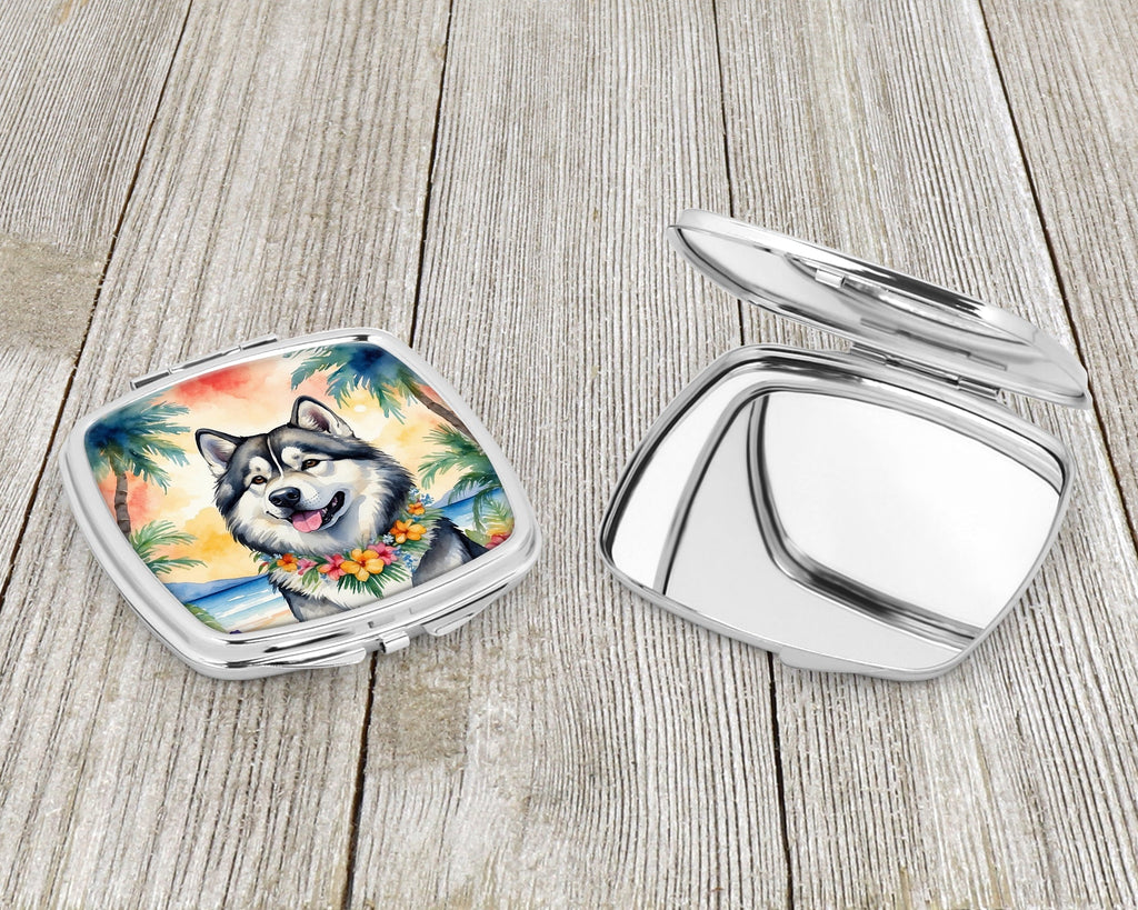 Alaskan Malamute Luau Compact Mirror Decorative Travel Makeup Mirror for Women Girls Gifts Pocket Makeup Mirror Folding Handheld