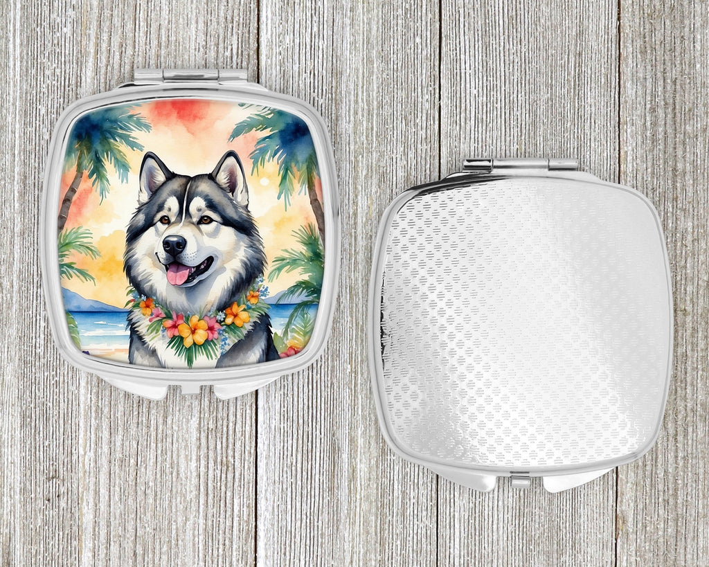 Alaskan Malamute Luau Compact Mirror Decorative Travel Makeup Mirror for Women Girls Gifts Pocket Makeup Mirror Folding Handheld