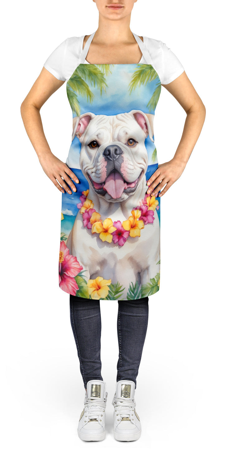 American Bulldog Luau Apron Cooking Kitchen Server Baking Crafts Gardening for Adult Women Men, Unisex, Large, Multicolor
