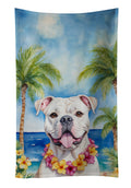 American Bulldog Luau Kitchen Towel Velour Plush Front and Cotton Loop Back Machine Washable