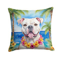 American Bulldog Luau Decorative Throw Pillow 14x14 Indoor Outdoor Accent Cushion, Fabric Cover with Insert for Sofa, Bed, Porch & Living Room
