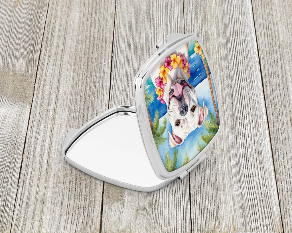 American Bulldog Luau Compact Mirror Decorative Travel Makeup Mirror for Women Girls Gifts Pocket Makeup Mirror Folding Handheld
