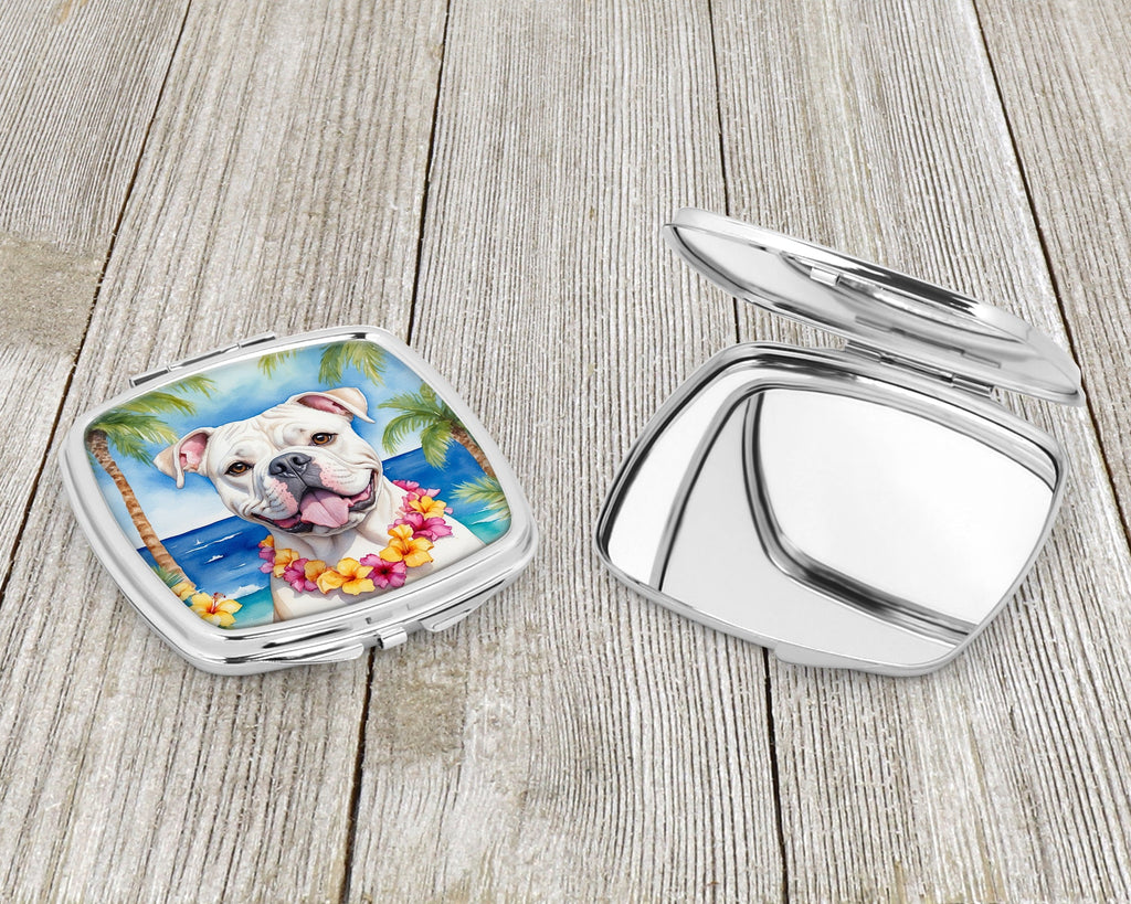 American Bulldog Luau Compact Mirror Decorative Travel Makeup Mirror for Women Girls Gifts Pocket Makeup Mirror Folding Handheld