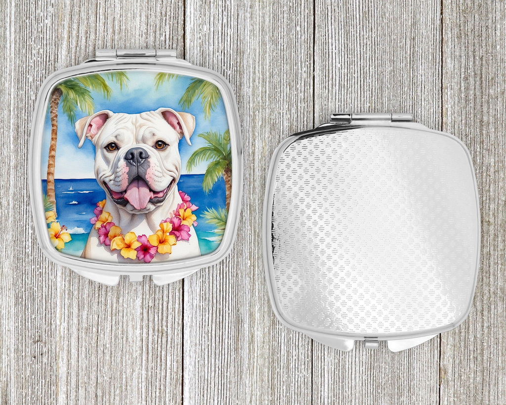 American Bulldog Luau Compact Mirror Decorative Travel Makeup Mirror for Women Girls Gifts Pocket Makeup Mirror Folding Handheld
