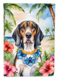American English Coonhound Luau House Flag 28x40 Porch Sleeve Pole Decorative Outside Yard Banner Artwork Wall Hanging, Polyester