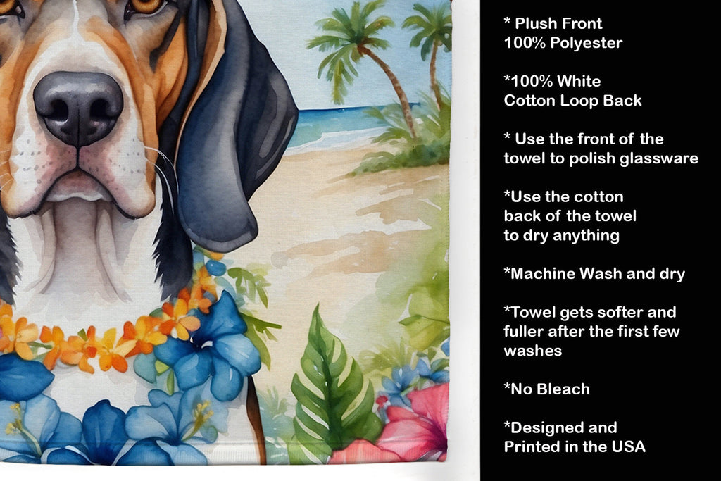 American English Coonhound Luau Kitchen Towel Velour Plush Front and Cotton Loop Back Machine Washable