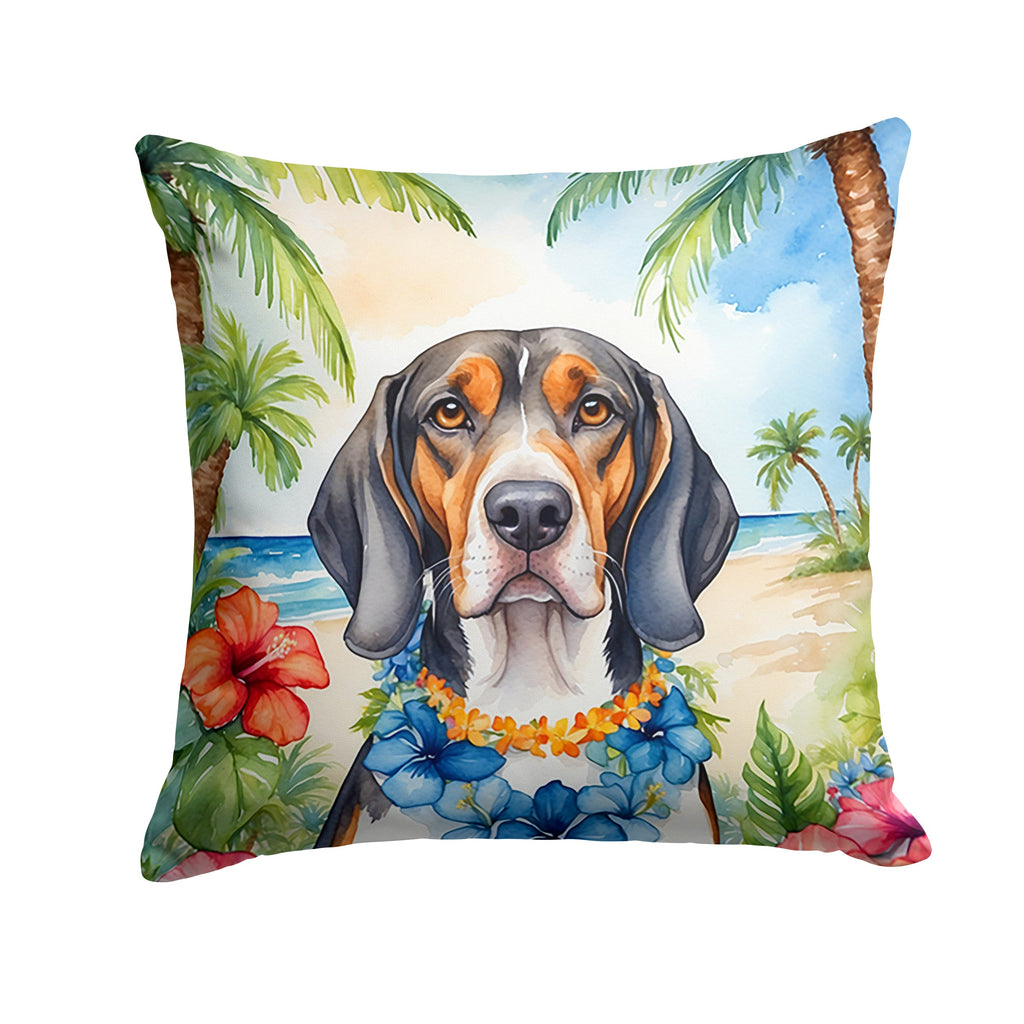 American English Coonhound Luau Decorative Throw Pillow 18x18 Indoor Outdoor Accent Cushion, Fabric Cover with Insert for Sofa, Bed, Porch & Living Room