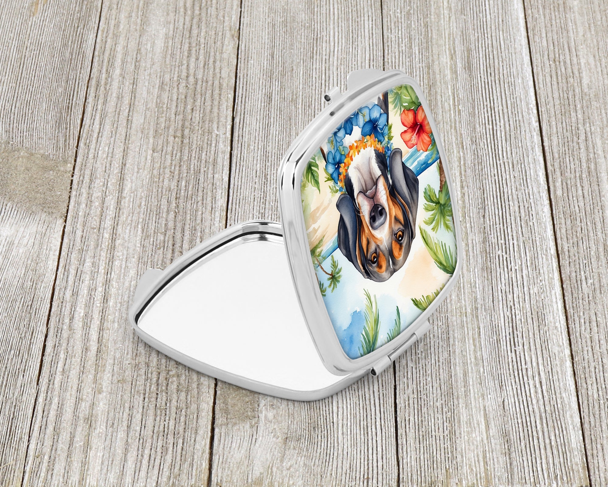 American English Coonhound Luau Compact Mirror Decorative Travel Makeup Mirror for Women Girls Gifts Pocket Makeup Mirror Folding Handheld