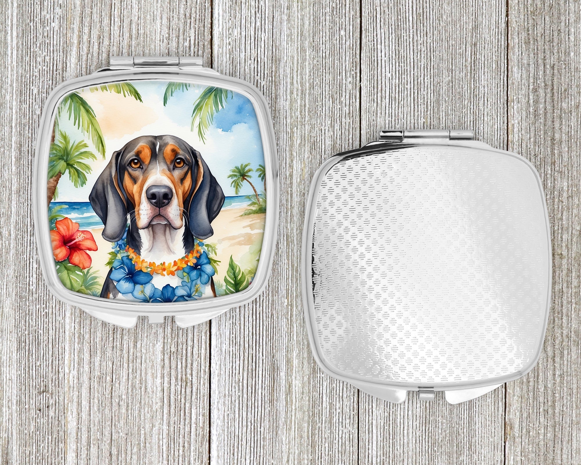 American English Coonhound Luau Compact Mirror Decorative Travel Makeup Mirror for Women Girls Gifts Pocket Makeup Mirror Folding Handheld